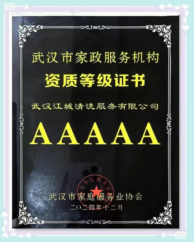 重磅喜訊！武漢江城清洗獲評“AAAAA級家政服務機構(gòu)”
